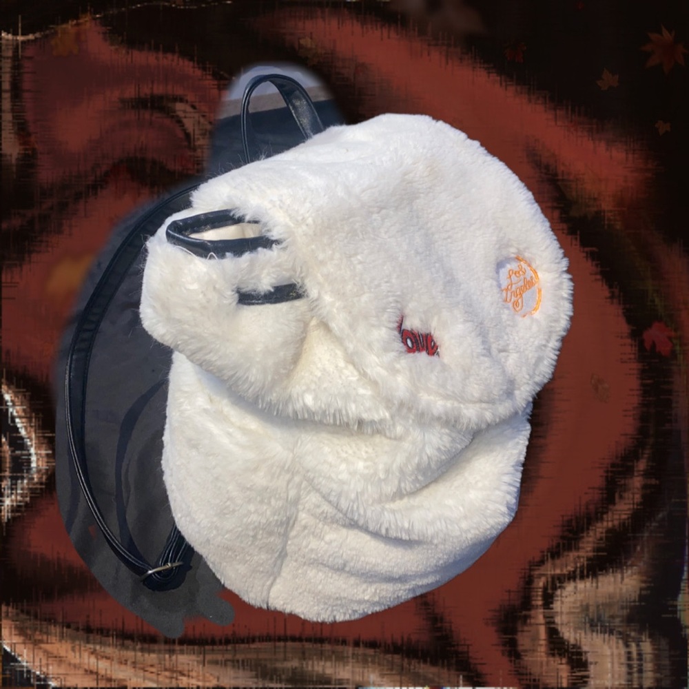 Deb And Dave Furry White BookBag Backpack. Fuzzy